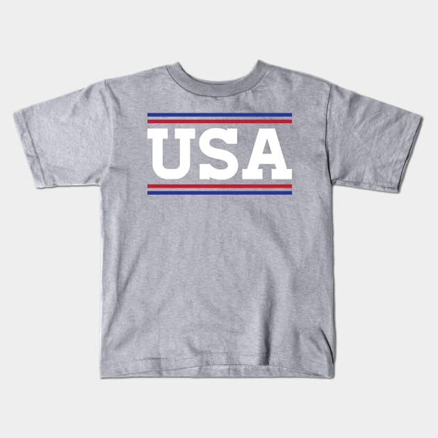 Retro USA Red White Blue Kids T-Shirt by zubiacreative